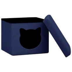 VidaXL Opbergkruk Met Kattenpatroon Inklapbaar Stof Blauw -VIDAXL Winkel f2a957418d6c46faa244dab717f5b147