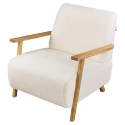 LESJA - Fauteuil - Lichtbeige - Bouclé -VIDAXL Winkel f4263fd0666a4f7a9366bf4456d38528
