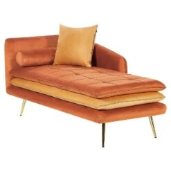 GONESSE - Chaise Longue - Oranje - Fluweel -VIDAXL Winkel f49faf70e841472ca9314dd79d40a8f2