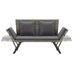 VidaXL - Tuinbank 2-in-1 - Grijs - Poly Rattan -176 Cm - Met Kussens -VIDAXL Winkel f52bb16451124642972fcd4b2405ddbb