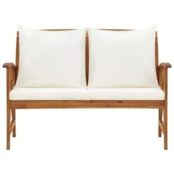 VidaXL Tuinbank Met Kussens 119 Cm Massief Acaciahout Wit -VIDAXL Winkel f57a1776abae4c3cba44d7bebf97bd9d