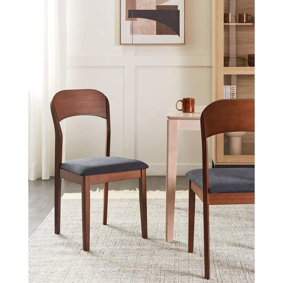 ALVIN - Eetkamerstoel Set Van 2 - Zwart - Hout 2 ALVIN - Eetkamerstoel Set Van 2 - Zwart - Hout - Afbeelding 2