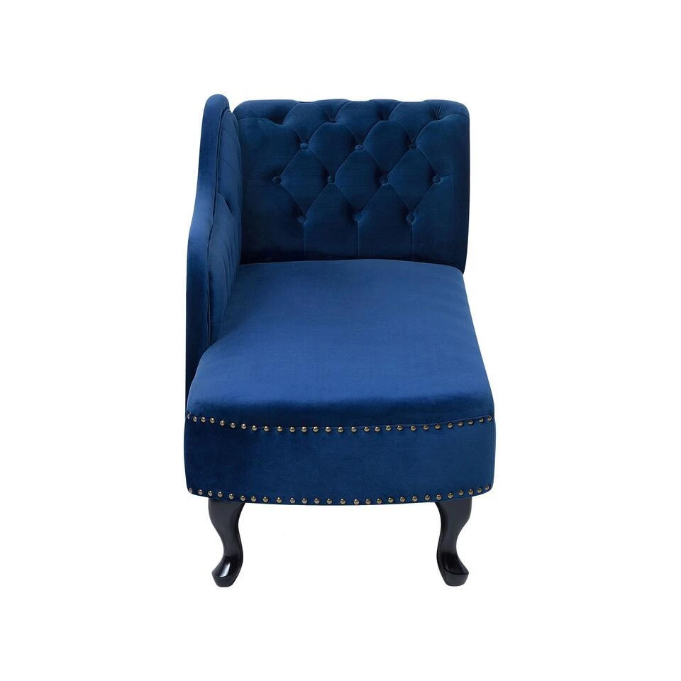 NIMES - Chaise Longue - Blauw - Rechterzijde - Fluweel 5 NIMES - Chaise Longue - Blauw - Rechterzijde - Fluweel - Afbeelding 5
