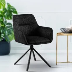 CLP Set Van 2 Eetkamerstoel Tipton Zwart Frame - Stof - Zwart -VIDAXL Winkel f6d41c5768e746faa47bba798b6b4f08