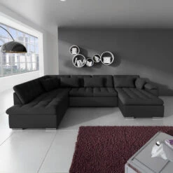 Meubella - Hoekbank Nicoreta - Zwart - Leer - Stof - Rechts -VIDAXL Winkel f72945dc907949878e4be1c0e0bf7ce2