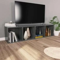 VidaXL Boekenkast/tv-meubel 36x30x143 Cm Bewerkt Hout Hoogglans Grijs -VIDAXL Winkel f87de70f75734a889c51fb3eefdcaac5
