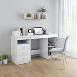 VidaXL Bureau 140x50x76 Cm Spaanplaat Hoogglans Wit -VIDAXL Winkel f978e273c55942fe8bcfe0aafd688ef8