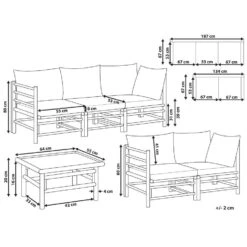 CERRETO - Loungeset 5-zits Met Salontafel - Taupe - Bamboehout -VIDAXL Winkel f9da70140b64423d97d37d925a82c073