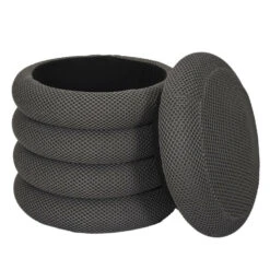 Home Deco Factory Poef/krukje - Boucle - Grijs - D37 X H44 Cm -VIDAXL Winkel fa826cff58674107b00a9b367e9f9595