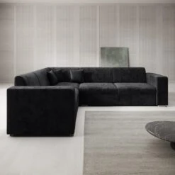 Meubella - Hoekbank Santana - Zwart - Velvet - Links -VIDAXL Winkel fb4165ba048846a69bb46c4141805ca0