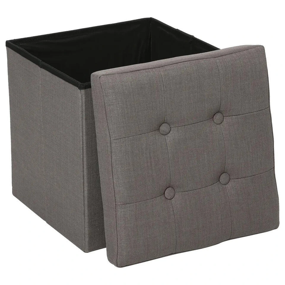 Atmosphera Poef/hocker - Opbergbox - Donkergrijs - PU/MDF - 38 X 38 Cm 2 Atmosphera Poef/hocker - Opbergbox - Donkergrijs - PU/MDF - 38 X 38 Cm - Afbeelding 2