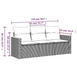 VidaXL 3-zits Loungebank Met Kussens - Grijs - Poly Rattan -179x62x69 Cm 5 VidaXL 3-zits Loungebank Met Kussens - Grijs - Poly Rattan -179x62x69 Cm -VIDAXL Winkel fb7154092ce448329898dcfc97a6d866