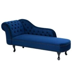 NIMES - Chaise Longue - Blauw - Linkerzijde - Fluweel -VIDAXL Winkel fba70e80f6004db88e7b80b10d2c1694