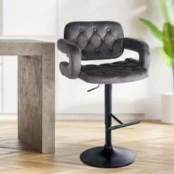 CLP Barkruk Dublin Zwart Frame - Fluweel - Donkergrijs -VIDAXL Winkel fd30cc652da64ce296e7008bc3010ea6