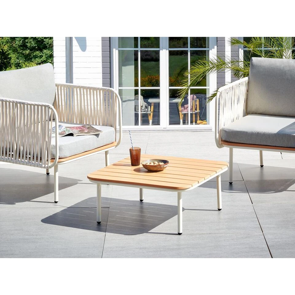 SENISE - Tuinsalontafel - Lichthout - 74 X 74 Cm - Kunsthout 2 SENISE - Tuinsalontafel - Lichthout - 74 X 74 Cm - Kunsthout - Afbeelding 2