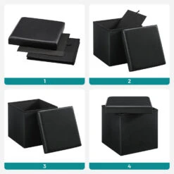 Poef - Opvouwbaar - Zonder Poten - Eco-leder - 38 Cm - Zwart -VIDAXL Winkel fe9f11aa3d3a430c8350baff3be8128e
