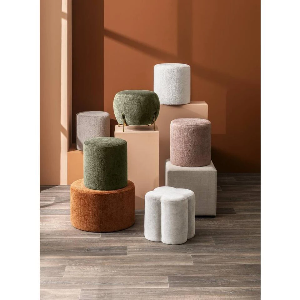 Hocker Wenen - Crème - 40xØ37 Cm 2 Hocker Wenen - Crème - 40xØ37 Cm - Afbeelding 2